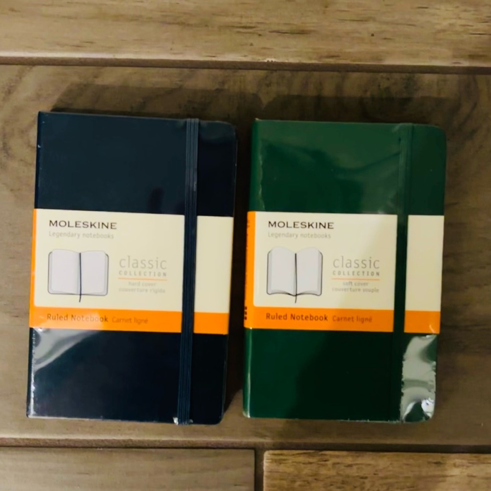 NWT Moleskine Ruled Notebooks (2)- 3.5”x5.5” Sapphire Blue & Myrtle Green Small*